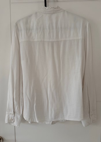 Düğmeli Beyaz pamuk Kadın Gömlek - Görsel 4