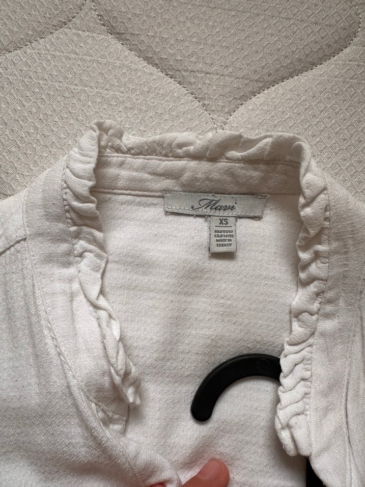 Düğmeli Beyaz pamuk Kadın Gömlek - Görsel 5