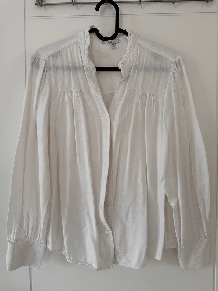 Düğmeli Beyaz pamuk Kadın Gömlek - Görsel 2