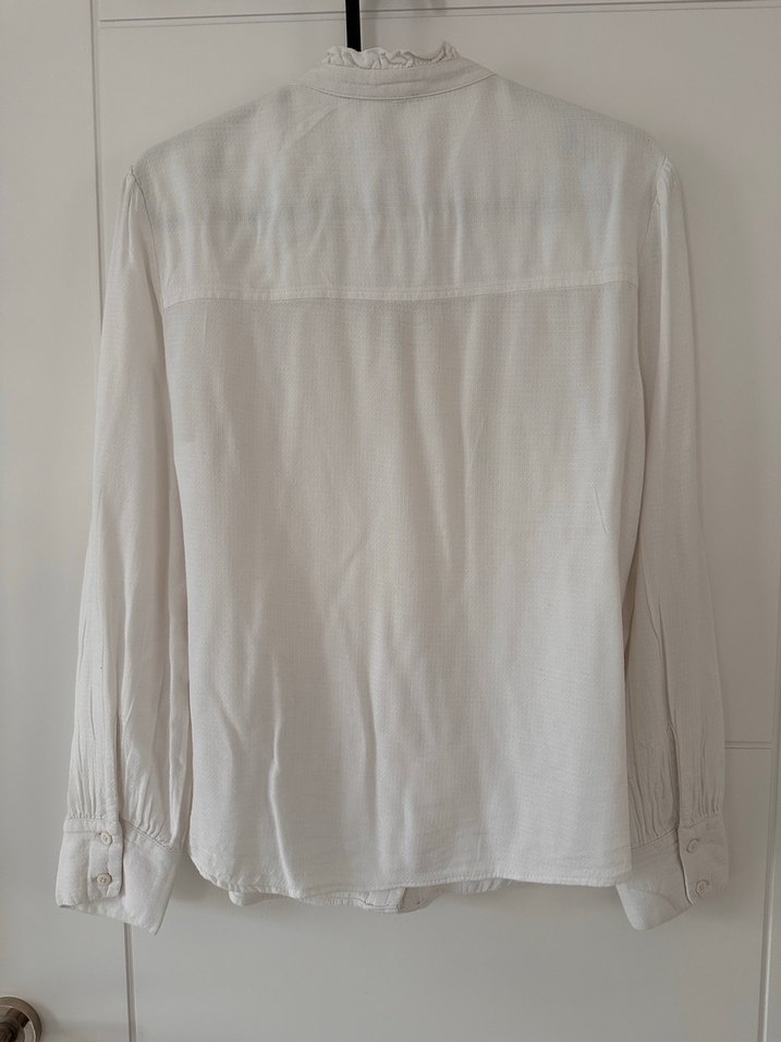 Düğmeli Beyaz pamuk Kadın Gömlek - Görsel 4