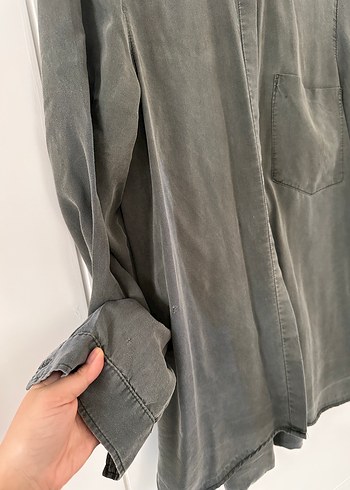 Haki Tensel Kadın Gömlek - Görsel 4