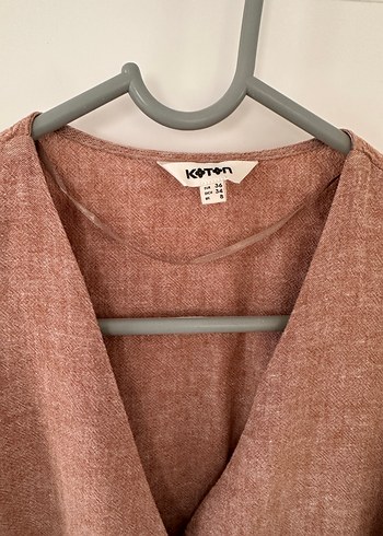 Düğmeli Keten Midi Elbise - Görsel 6