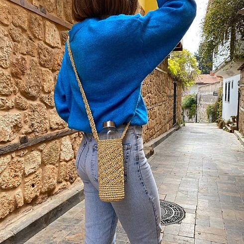 Yelpaze Hasır Su Şişesi Çantası