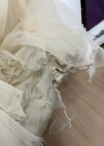 Straplez Vintage A Kesim Beyaz nişanlık - Görsel 5