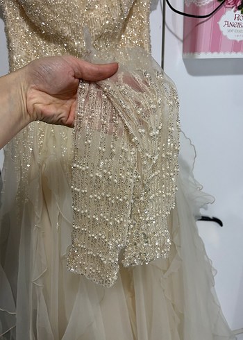 Straplez Vintage A Kesim Beyaz nişanlık - Görsel 4