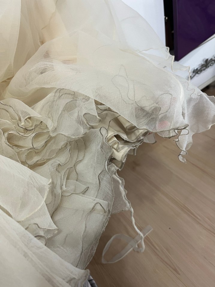 Straplez Vintage A Kesim Beyaz nişanlık - Görsel 5