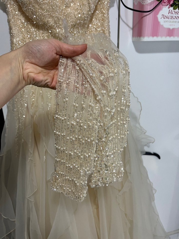 Straplez Vintage A Kesim Beyaz nişanlık - Görsel 4