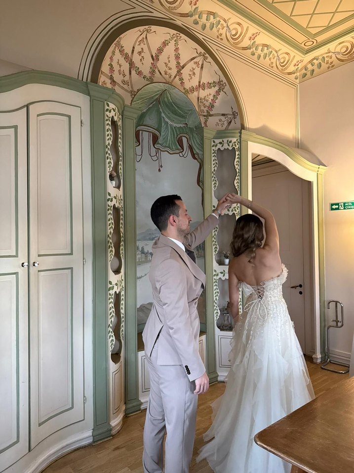 Straplez Vintage A Kesim Beyaz nişanlık - Görsel 2