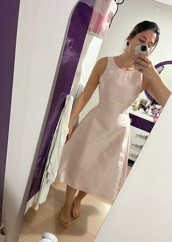 Pembe Midi Kadın Abiye Elbise - Görsel 5