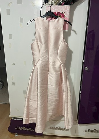 Pembe Midi Kadın Abiye Elbise - Görsel 3