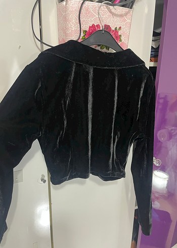 Düğmeli Siyah Süet V Yakalı Kadın Gömlek - Görsel 6