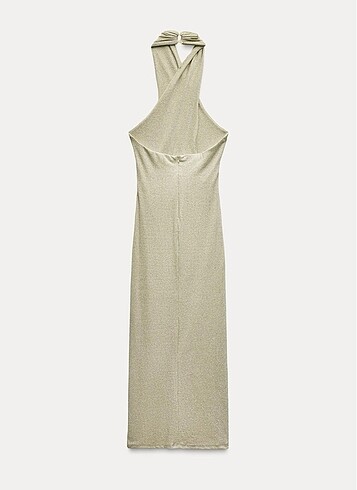 xs Beden Zara Metalik Halter Yaka Elbise