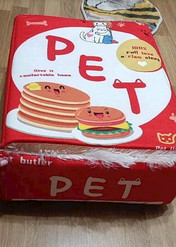 Beden Renk Renkli Yumoş Pancake Kutusu Görünümlü Kedi Yatağı