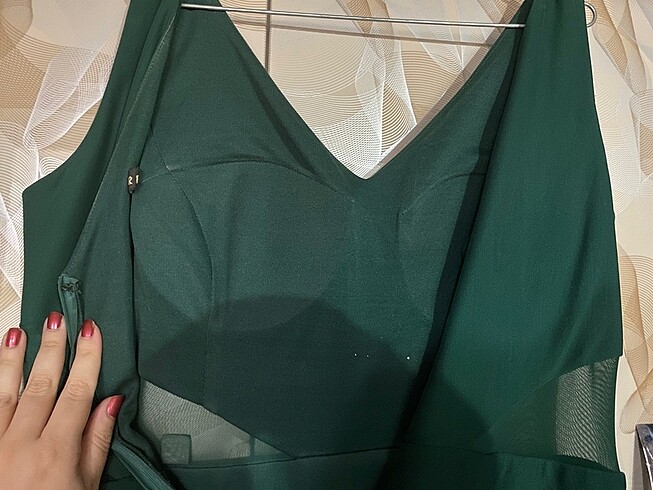 xl Beden yeşil Renk Uzun abiye elbise