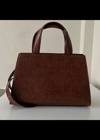 Kahverengi Deri Yılan Desenli Ofis Çantası - Görsel 2