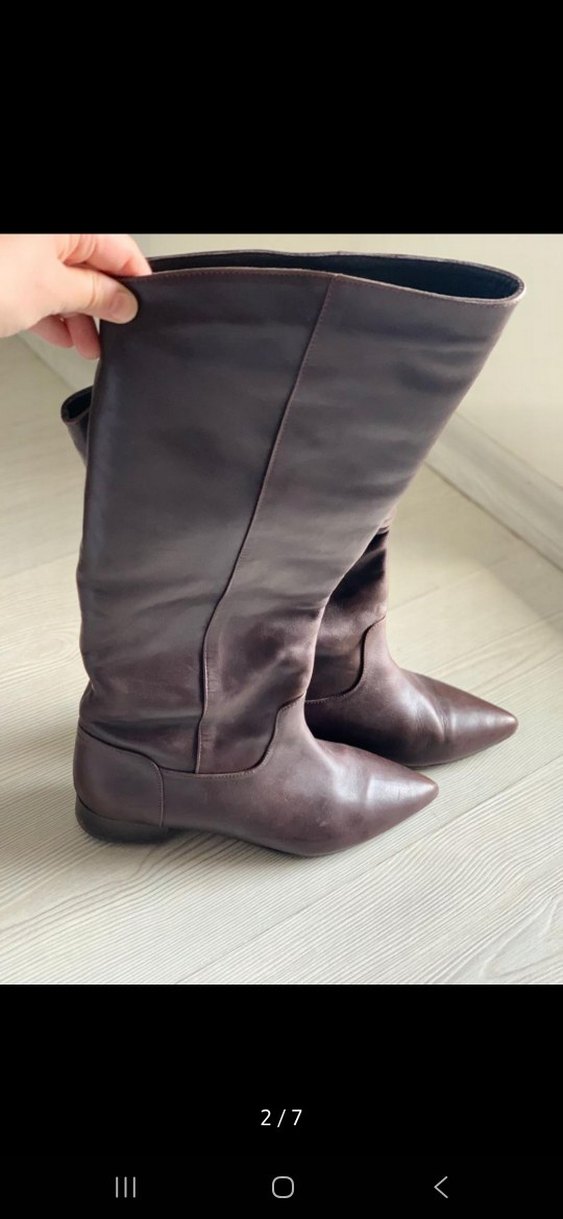 Kahverengi Deri Dizüstü Kadın Çizme - Görsel 2