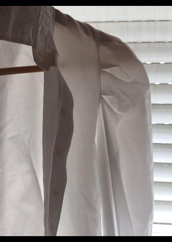 Drapeli Beyaz Keten Kadın Gömlek - Görsel 3