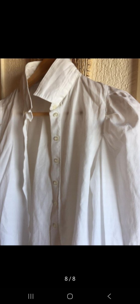 Drapeli Beyaz Keten Kadın Gömlek - Görsel 2