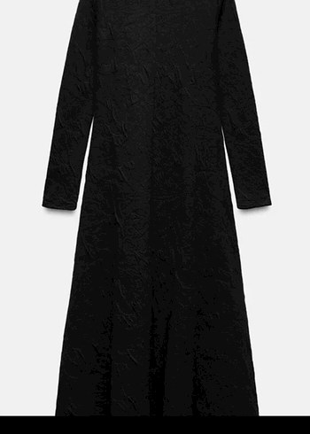 Siyah Kadın Uzun Süet Elbise V Yakalı - Görsel 2