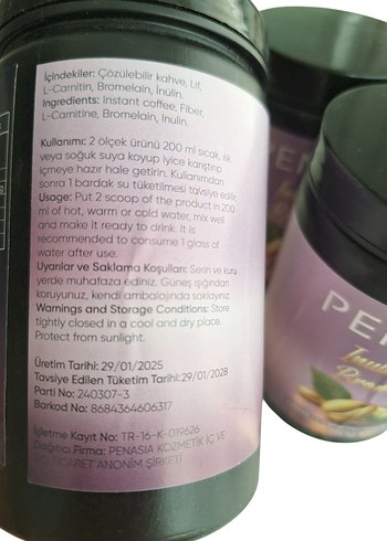 Beden PENASIA Nutriy İnülin & Bromelain Kahve Tozu 150g