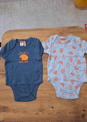 Mavi Baskılı Kısa Kollu Bebek Body(( 4 TANE )) - Görsel 3