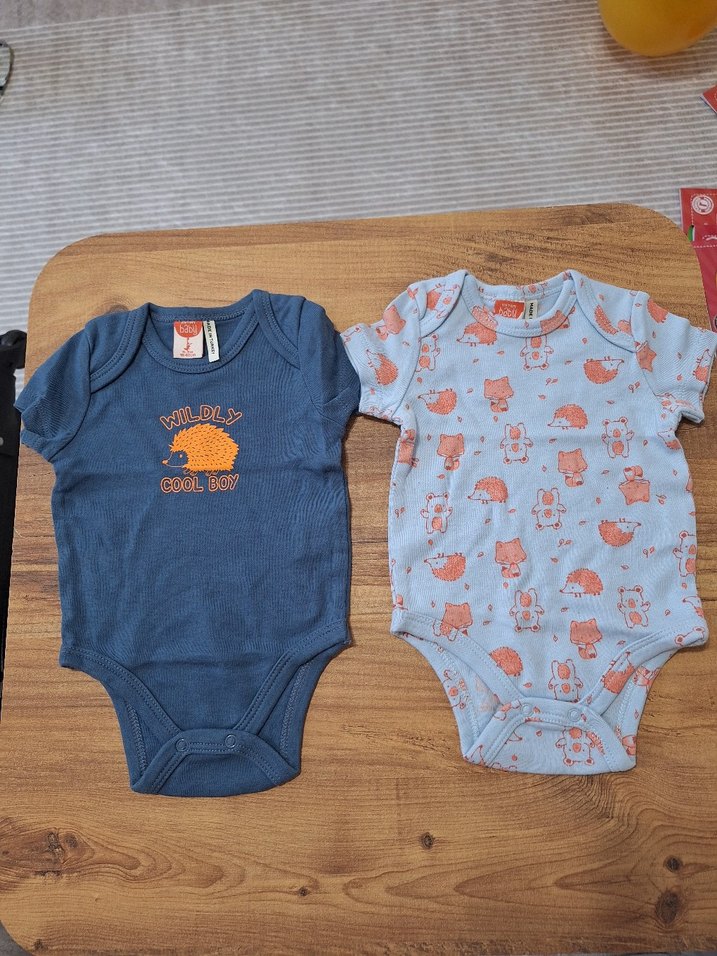 Mavi Baskılı Kısa Kollu Bebek Body(( 4 TANE )) - Görsel 3