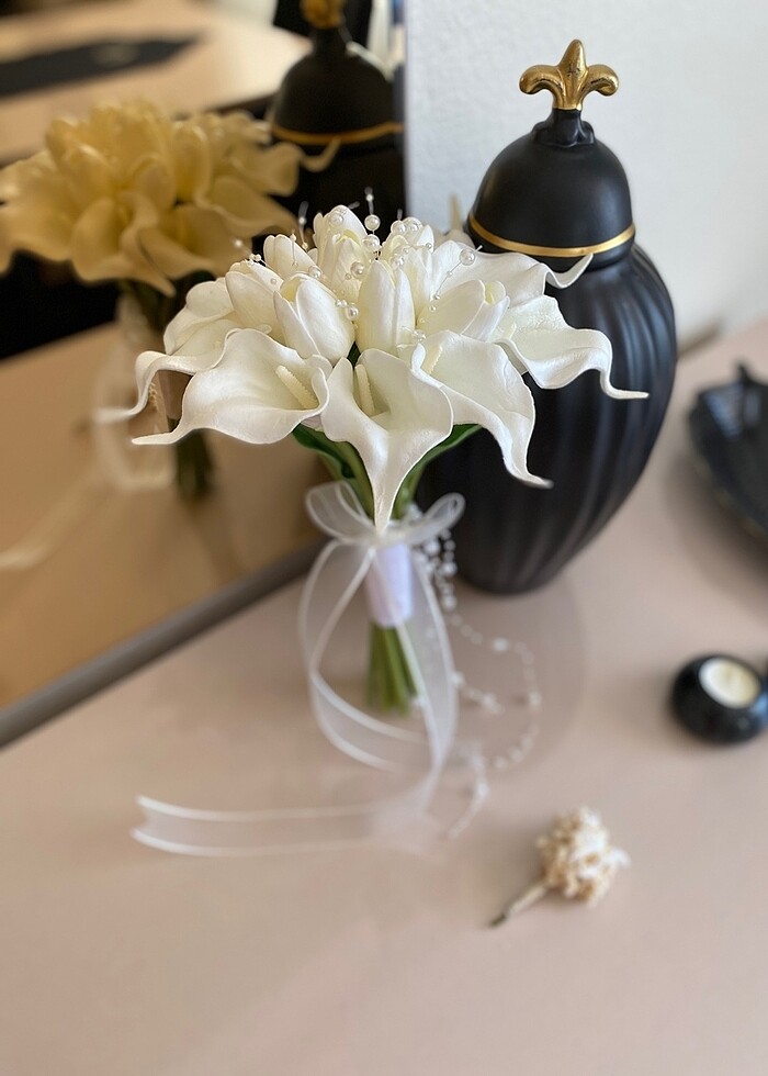 Islak gala ve ıslak lale gelin buketi - Görsel 5