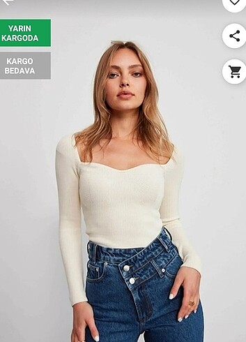 Kalp yaka fitilli triko kazak