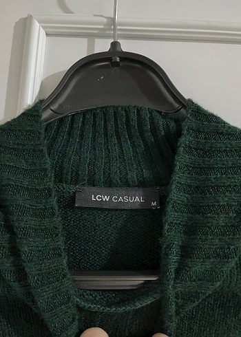 Düğmeli Yeşil Boğazlı Triko Kazak - Görsel 4