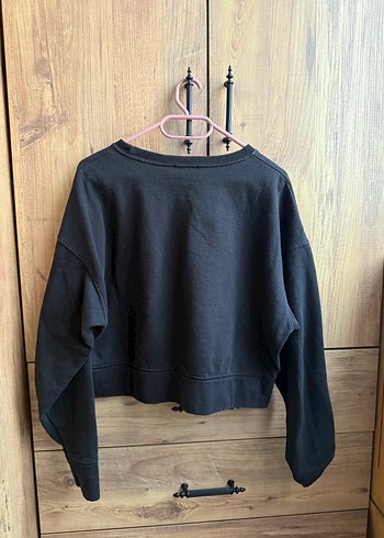 Siyah Kadın Sweatshirt, Rahat Kesim, Uzun Kollu - Görsel 2