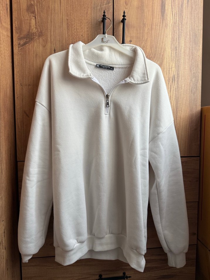 Kadın Beyaz Salaş Sweatshirt - Görsel 2