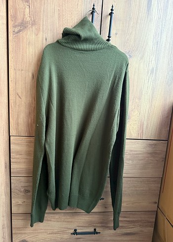 Kadın Yeşil Boğazlı Triko Kazak - Görsel 2