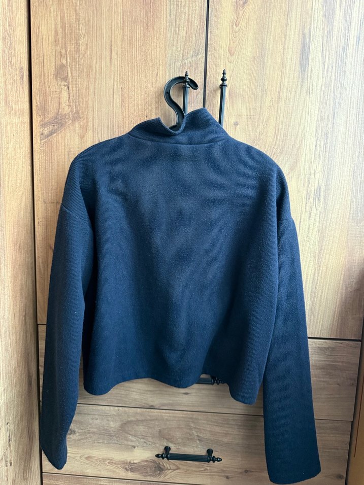 Kadın lajivert  Yüksek Yakalı Triko Kazak - Görsel 2