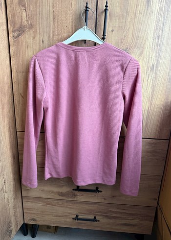 Pembe V Yaka Kadın Uzun Kollu Triko - Görsel 2