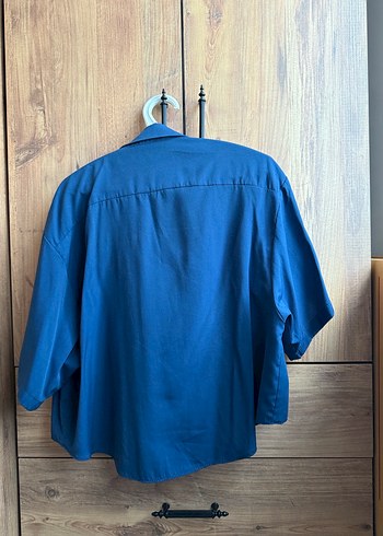 Kadın Lacivert Kısa Kollu Denim Gömlek - Görsel 2