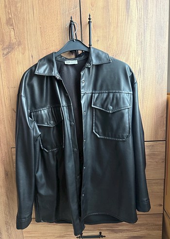 Kadın Siyah Deri Transparan Strappy Ceket - Görsel 4