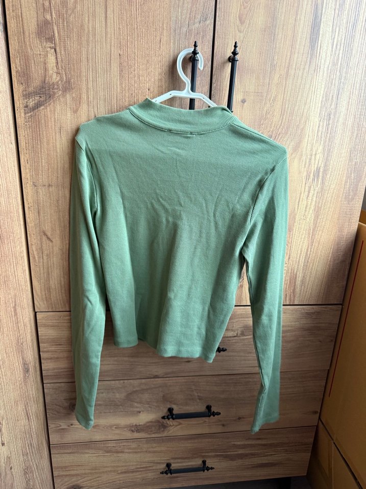 Pastel Yeşil Fermuarlı Yarım Boğazlı Kadın Kazak - Görsel 2