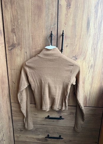 Camel Renkli, Kare Desenli Kadın Bluz - Görsel 3