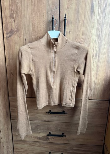 Camel Renkli, Kare Desenli Kadın Bluz - Görsel 2