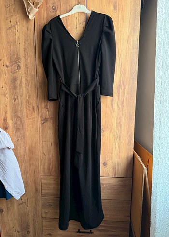 Siyah V Yaka Kemerli Kadın Tulum - Görsel 3