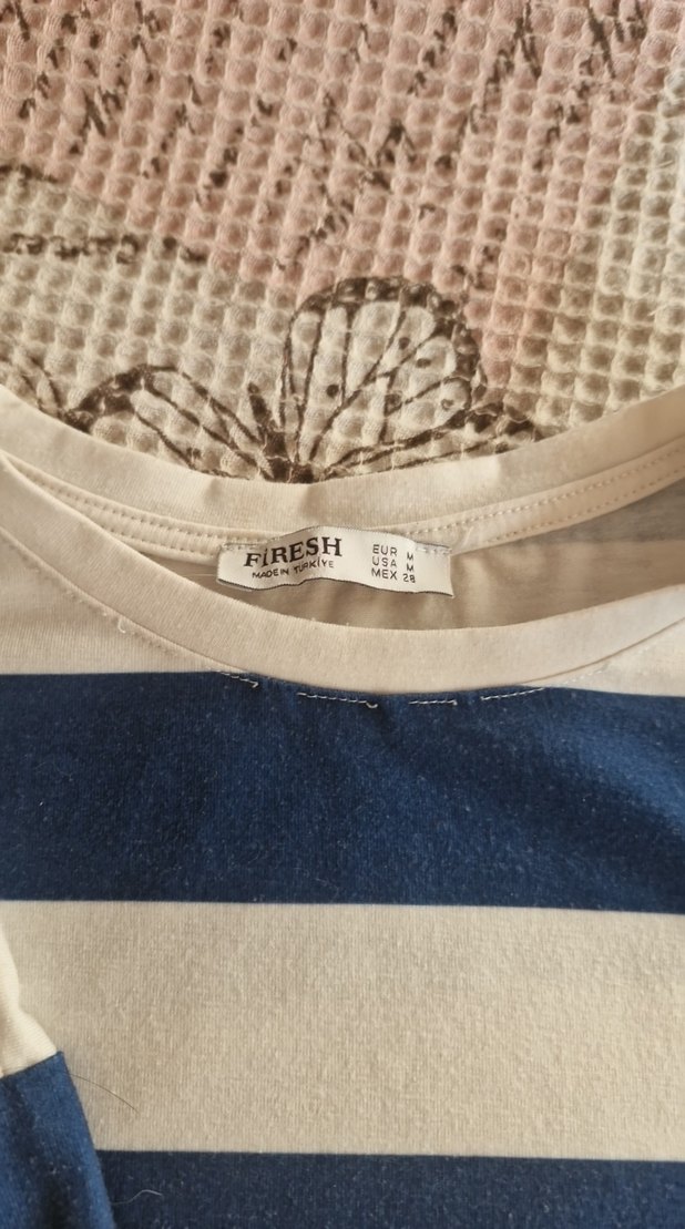 Uzun Kollu, Çizgili, Salaş Mini Kadın Bluz - Görsel 2