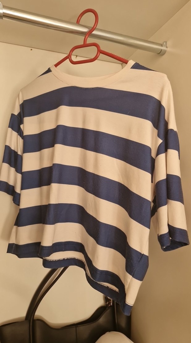 Uzun Kollu, Çizgili, Salaş Mini Kadın Bluz - Görsel 3