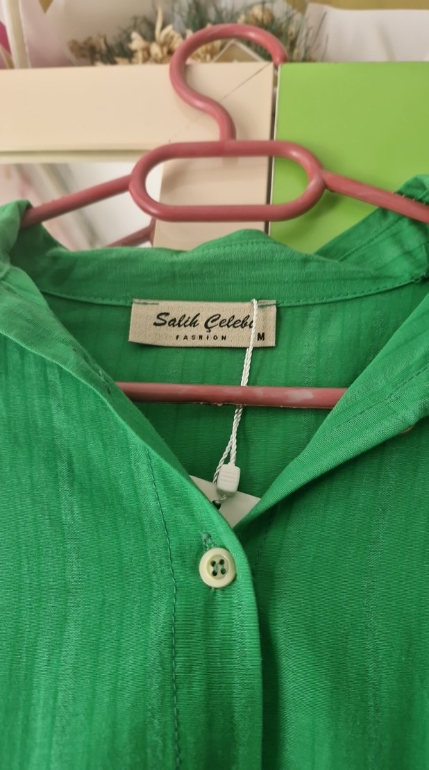 Yeşil Keten Midi Kadın Tunik - Görsel 4