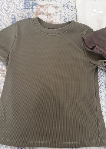 Kızlar için Koyu Kahverengi Kısa Kollu Pamuklu Tişört - Görsel 5