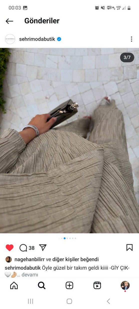 Bej Keten Uzun Kollu Kadın Takım - Görsel 3