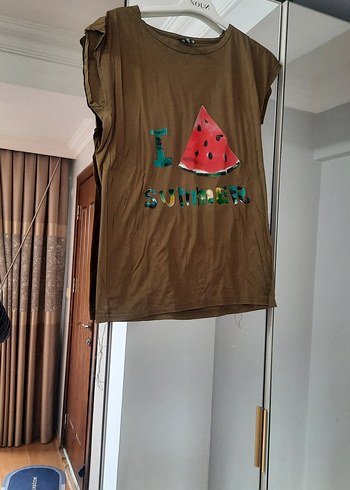 diğer Beden Desenli Kısa Kollu Hamile Tişört