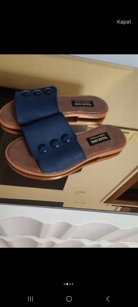 Düğmeli Lacivert Kadın Terlik - Görsel 2