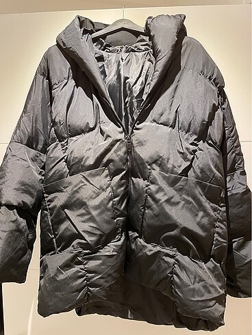 universal Beden Siyah Şişme Oversize Mont