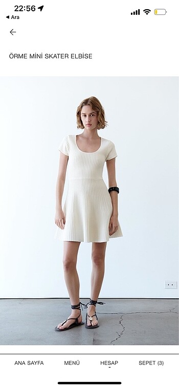 Zara örme mini skater elbise - Görsel 8