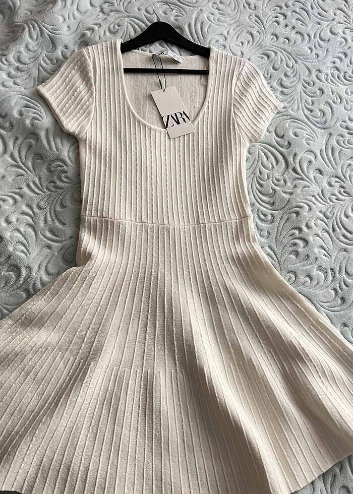 Zara örme mini skater elbise - Görsel 2